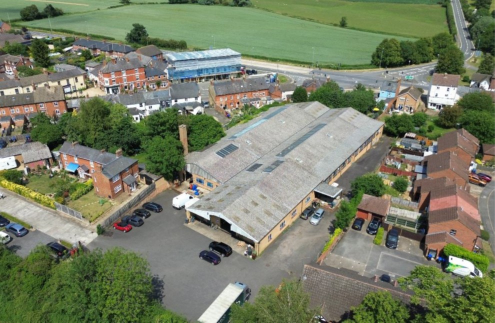 high street warehouse aerial view